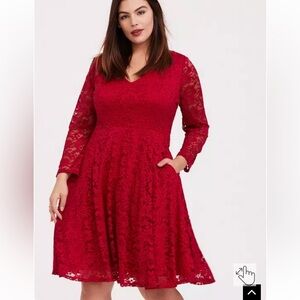 Mini Red Lace Skater Dress